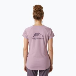 Koszulka damska Helly Hansen Nord Graphic Drop. Fioletowe koszulki sportowe damskie Helly Hansen, bez wzorów, sportowe, bez kołnierzyka. Za 109.99 zł.