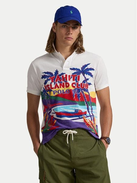 Polo Ralph Lauren Polo 710958934001 Biały Custom Slim Fit. Białe koszulki polo męskie Polo Ralph Lauren, m, bez wzorów, z bawełny, bez ramiączek. Za 439.99 zł.