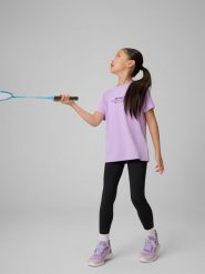 4F Legginsy sportowe szybkoschnące dziewczęce - czarne 122/128 (6-8 lat). Czarne legginsy dla dziewczynek 4f, bez wzorów. Za 79.99 zł.
