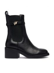 Steve Madden Botki Charity 11005782 Czarny. Czarne botki damskie Steve Madden, ze skóry, bez obcasa, na słupku, bez zapięcia. Za 729.99 zł.