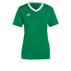 Koszulka piłkarska damska Adidas Entrada 22 Jersey. Zielone koszulki sportowe damskie Adidas, l, bez wzorów, z jersey, bez kołnierzyka, bez ramiączek, do piłki nożnej. Za 65.98 zł.
