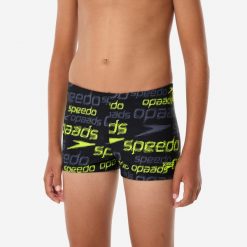 Bokserki pływackie dla dzieci Speedo. Kąpielówki dla chłopców Speedo, bez wzorów, z materiału. Za 99.99 zł.
