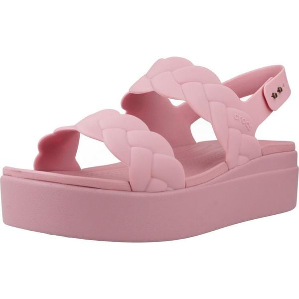 Sandały CROCS BROOKLYN WOVEN UPPER LW Rose. Czerwone sandały damskie Crocs, bez wzorów, z syntetyku, bez obcasa, bez zapięcia. W wyprzedaży za 223.70 zł.