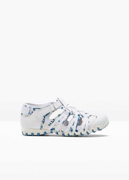 Buty wsuwane na profilowanej podeszwie. Białe sandały damskie bonprix, bez wzorów, bez obcasa, bez zapięcia. Za 107.99 zł.