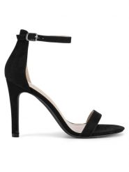 JENNY Sandały SS13814 Czarny. Czarne sandały damskie Jenny, bez wzorów, z materiału, bez obcasa, na szpilce, bez zapięcia. Za 99.99 zł.