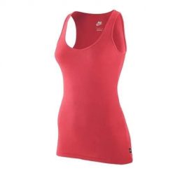 Koszulka treningowa damska Nike 545209610. Czerwone koszulki sportowe damskie Nike, l, bez wzorów, z materiału, bez kołnierzyka, bez ramiączek, na fitness i siłownię. Za 128.00 zł.