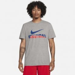 Koszulka Nike Wm. Szare koszulki sportowe męskie Nike, m, bez wzorów, z materiału, bez kołnierzyka, bez ramiączek, na fitness i siłownię. Za 162.50 zł.