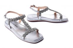 ALMA EN PENA V240841 diva silver, sandały damskie. Szare sandały damskie Alma en Pena, bez wzorów, bez obcasa, bez zapięcia. Za 335.94 zł.