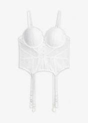 Gorset z eleganckiej koronki. Białe body damskie bonprix, bez wzorów, z koronki. Za 37.99 zł.
