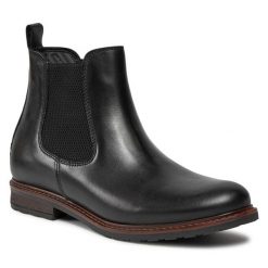 Sztyblety Tamaris. Czarne botki damskie Tamaris, bez obcasa, na płaskiej podeszwie, bez zapięcia. Za 349.99 zł.