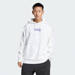 Bluza z kapturem Real Madrid. Białe bluzy męskie Adidas, l, bez wzorów, z kapturem, do piłki nożnej. Za 329.00 zł.
