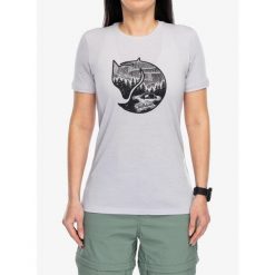 Koszulka z nadrukiem damska Fjallraven Abisko Wool Fox SS. Fioletowe koszulki sportowe damskie Fjällräven, bez wzorów, sportowe, bez kołnierzyka. Za 318.99 zł.