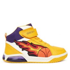 Sneakersy Geox. Żółte trampki i tenisówki chłopięce Geox, bez wzorów, bez zapięcia. Za 229.99 zł.