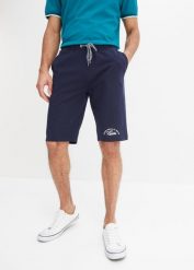 Bermudy z dżerseju z czystej bawełny organicznej. Niebieskie szorty męskie bonprix, l, bez wzorów, z bawełny. Za 74.99 zł.