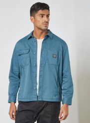 LEE BOX POCKET OVERSHIRT MĘSKA KOSZULA MATERIAŁOWA TEAL L68LQPQO 112117197. Koszule męskie Lee, l, bez wzorów, z materiału, bez kołnierzyka, bez ramiączek. Za 129.99 zł.