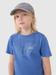 4F T-shirt regular z nadrukiem chłopięcy - niebieski 134 (8-9 lat). Niebieskie t-shirty dla chłopców 4f, bez wzorów, z bawełny, bez ramiączek. W wyprzedaży za 19.99 zł.