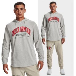 Bluza fitness męska UNDER ARMOUR Rival Athletic z kapturem. Szare bluzy sportowe męskie Under Armour, m, bez wzorów, z kapturem, na fitness i siłownię. W wyprzedaży za 208.04 zł.