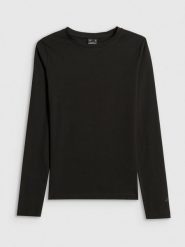 4F Longsleeve slim gładki damski - czarny XS. Czarne t-shirty damskie 4f, xs, bez wzorów, z dzianiny, klasyczne, bez kołnierzyka. Za 69.99 zł.