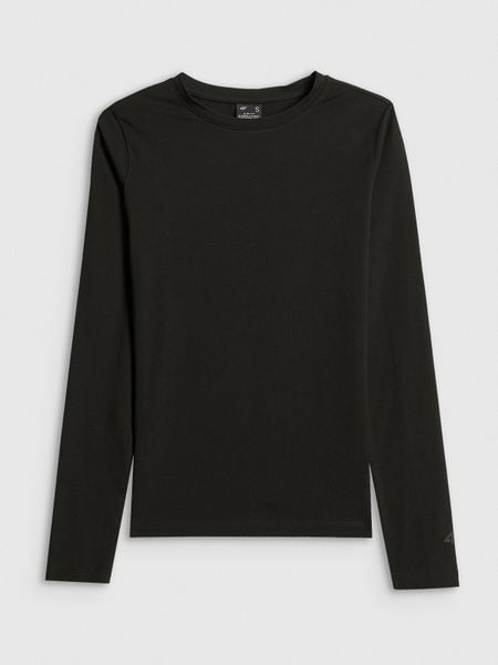 4F Longsleeve slim gładki damski - czarny L. Czarne t-shirty damskie 4f, l, bez wzorów, z dzianiny, klasyczne, bez kołnierzyka. Za 69.99 zł.