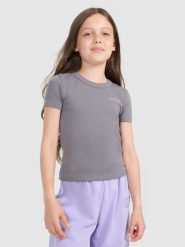 4F Crop top slim z nadrukiem dziewczęcy - szary 164 (13-14 lat). Szare t-shirty i topy dla dziewczynek 4f, bez wzorów, z bawełny, bez ramiączek. Za 39.99 zł.
