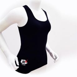 Koszulka bez rękawów techniczna damska techniczna Q-skin, czarna. Czarne koszulki sportowe damskie R-EVENGE, l, bez wzorów, z materiału, bez kołnierzyka, bez ramiączek, na fitness i siłownię. Za 84.89 zł.
