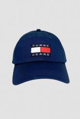 TOMMY JEANS Granatowa czapka z daszkiem. Niebieskie czapki i kapelusze męskie Tommy Jeans, bez wzorów, z jeansu. W wyprzedaży za 176.99 zł.