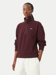 Lacoste Bluza SF5271 Brązowy ciemny Regular Fit. Brązowe bluzy damskie Lacoste, bez wzorów, z syntetyku, bez kaptura. Za 729.99 zł.