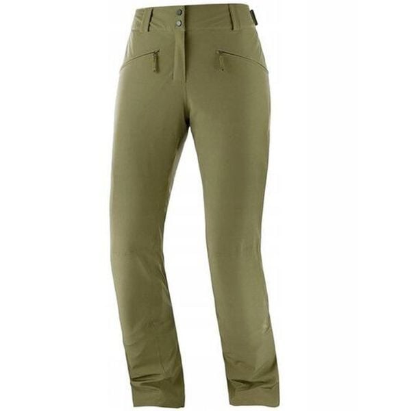 Spodnie zimowe na narty i snowboard damskie Salomon EDGE. Zielone spodnie materiałowe damskie Salomon, m, bez wzorów, z elastanu. W wyprzedaży za 284.05 zł.