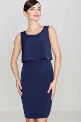 Elegancka Granatowa Sukienka Na Szerokich Ramiączkach. Czerwone sukienki damskie Katrus, s, bez wzorów, z elastanu, eleganckie, bez kołnierzyka, bez ramiączek. Za 249.00 zł.