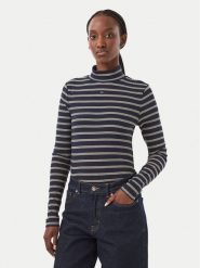 Tommy Jeans Bluzka Essential DW0DW19830 Granatowy Slim Fit. Niebieskie bluzki damskie Tommy Jeans, s, bez wzorów, z bawełny, bez kołnierzyka, bez ramiączek. Za 209.99 zł.