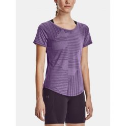T-Shirt Koszulka Damska Do Biegania Under Armour Sportowa Treningowa. Fioletowe koszulki sportowe damskie Under Armour, bez wzorów, bez kołnierzyka, bez ramiączek, do biegania. Za 239.99 zł.