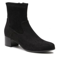 Botki Caprice. Czarne botki damskie Caprice, bez obcasa, na słupku, bez zapięcia. Za 269.99 zł.