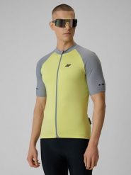 4F Koszulka kolarska męska - żółta XL. Żółte t-shirty męskie 4f, m, bez wzorów, klasyczne, bez kołnierzyka. Za 159.99 zł.