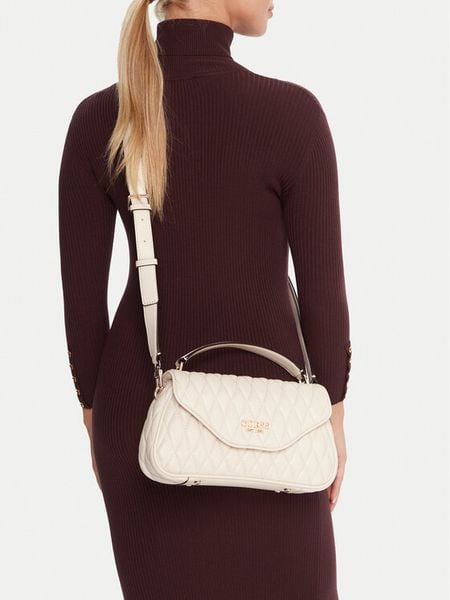 Guess Torebka Valla HWQG81 22200 Écru. Białe torebki do ręki damskie Guess, z aplikacjami, ze skóry, bez dodatków. Za 339.99 zł.