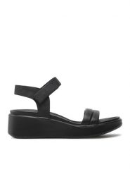 ECCO Sandały Flowt Wedge Lx W 27330351052 Czarny. Czarne klapki damskie ecco, bez wzorów, z nubiku, bez obcasa, na koturnie, bez zapięcia. Za 409.99 zł.