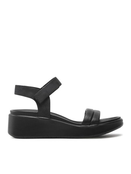 ECCO Sandały Flowt Wedge Lx W 27330351052 Czarny. Czarne klapki damskie ecco, bez wzorów, z nubiku, bez obcasa, na koturnie, bez zapięcia. Za 589.99 zł.