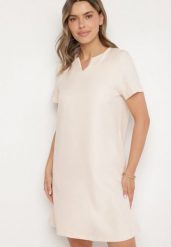 Jasnoróżowa Sukienka Trapezowa Mini z Kieszeniami Hreona. Czerwone sukienki damskie Born2be, l, bez wzorów, bez kołnierzyka, bez ramiączek, mini, trapezowe. Za 84.99 zł.