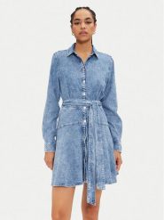 Tommy Jeans Sukienka jeansowa Chambray DW0DW19813 Niebieski Regular Fit. Niebieskie sukienki damskie Tommy Jeans, s, bez wzorów, z bawełny, bez kołnierzyka, bez ramiączek. Za 479.99 zł.