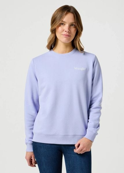 DAMSKA BLUZA WRANGLER REGULAR SWEAT SWEET LAVENDER 112355290. Niebieskie bluzy damskie Wrangler, s, bez wzorów, bez kaptura. Za 159.99 zł.