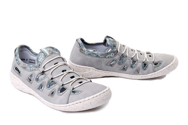 RIEKER 54551-41 grey, półbuty damskie. Szare półbuty damskie Rieker, na lato, bez wzorów, bez obcasa, bez zapięcia. Za 271.92 zł.