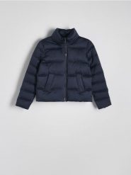 Pikowana kurtka - granatowy. Niebieskie kurtki damskie Reserved, l, bez wzorów, z tkaniny, bez kaptura. W wyprzedaży za 49.99 zł.