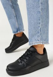 Czarne Sneakersy na Grubej Podeszwie Alisiva. Czarne obuwie sportowe damskie Born2be, bez wzorów. Za 99.99 zł.
