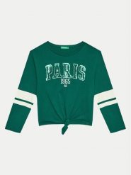 United Colors Of Benetton Bluzka 3I1XC10JD Zielony Regular Fit. Zielone bluzki dla dziewczynek United Colors Of Benetton, bez wzorów, z bawełny, bez ramiączek. Za 49.99 zł.