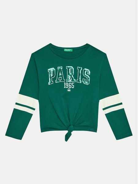 United Colors Of Benetton Bluzka 3I1XC10JD Zielony Regular Fit. Zielone bluzki dla dziewczynek United Colors Of Benetton, bez wzorów, z bawełny, bez ramiączek. Za 49.99 zł.