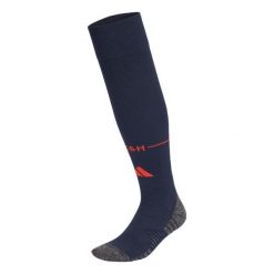 Getry z trzeciego zestawu FC Bayern 26/27. Niebieskie legginsy sportowe męskie Adidas, l, bez wzorów, z bawełny, do piłki nożnej. Za 99.95 zł.