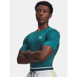 Koszulka treningowa męska Under Armour HG Armour Comp rack green/white. Zielone koszulki sportowe męskie Under Armour, m, bez wzorów, bez kołnierzyka, bez ramiączek. Za 94.99 zł.