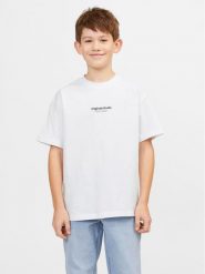 Jack & Jones Junior T-Shirt Vesterbro 12242827 Biały Loose Fit. Białe t-shirty dla chłopców Jack & Jones Junior, bez wzorów, z bawełny, bez ramiączek. Za 39.99 zł.