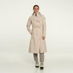 Trench Coat Long Rain Jacket Women Cement. Szare kurtki damskie AGU, bez wzorów, bez kaptura, rowerowe. W wyprzedaży za 703.60 zł.