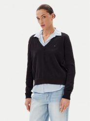 Tommy Jeans Sweter Essential DW0DW19888 Czarny Regular Fit. Czarne swetry damskie Tommy Jeans, xs, bez wzorów, z bawełny, bez kołnierzyka, bez ramiączek, bez kaptura. Za 299.99 zł.