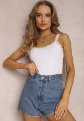 Biały Top Bawełniany Tryphelaia. Białe bluzki damskie Renee, l, bez wzorów, z bawełny, klasyczne, bez kołnierzyka, bez ramiączek. Za 14.99 zł.